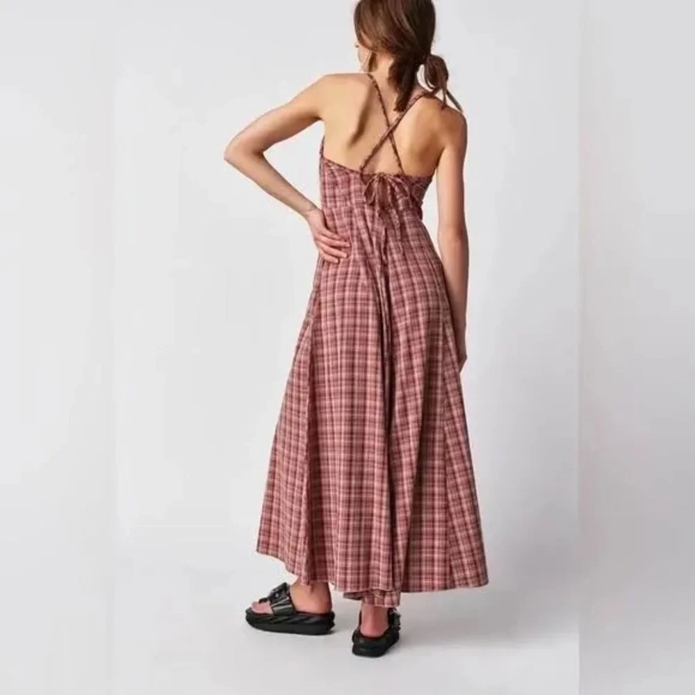 Free People Plaid Jumpsuit in Red and Pink - Picture 2 of 9